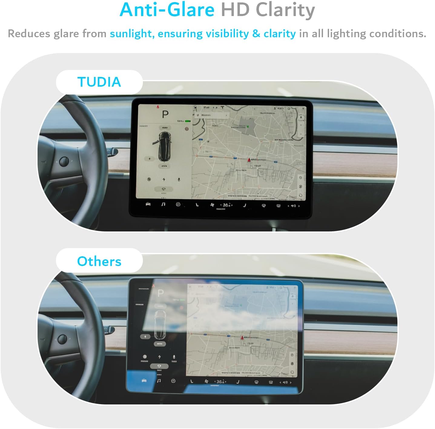 2-in-1 Tempered Glass Screen Protector Case for Tesla Model 3 & Y (2017–2024)