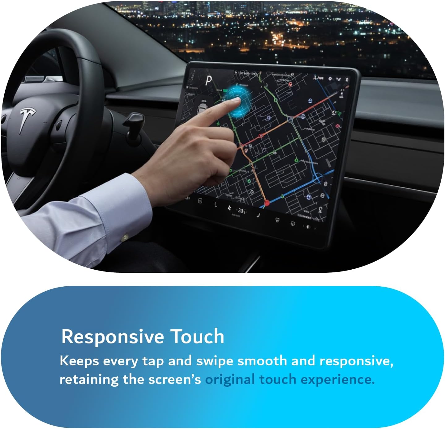 2-in-1 Tempered Glass Screen Protector Case for Tesla Model 3 & Y (2017–2024)