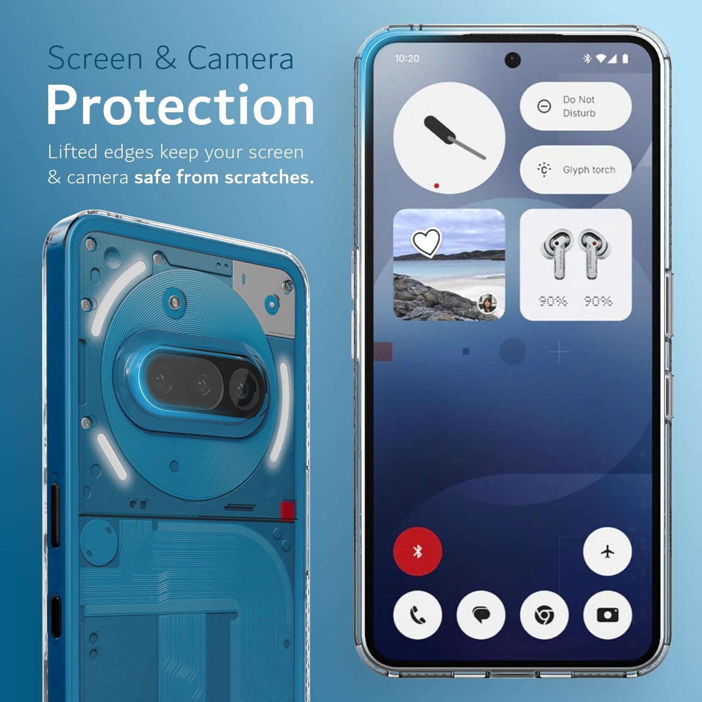 Lucion clear non-slip case for Nothing Phone 3a Pro 2025 with screen and camera protection