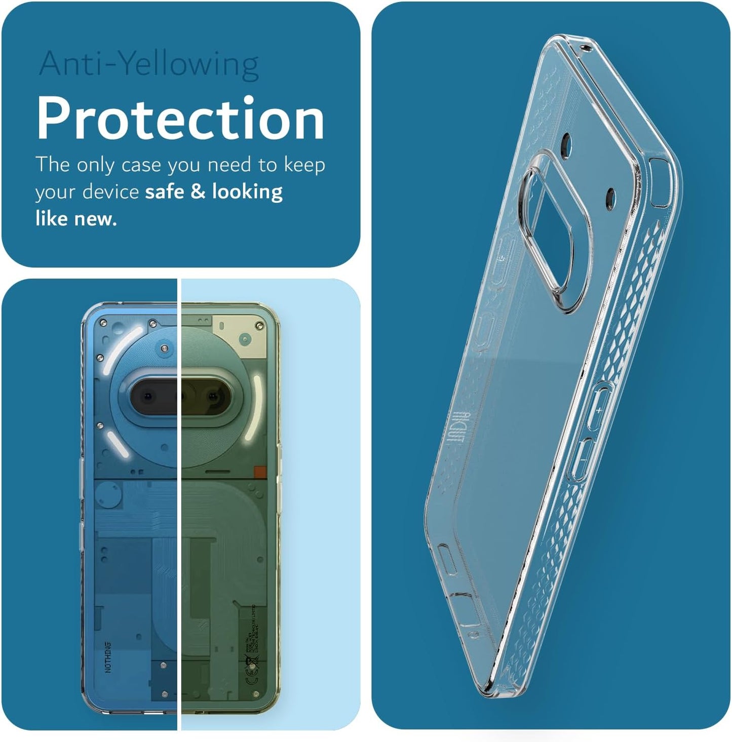 Lucion clear non-slip case for Nothing Phone 3a Pro 2025 with screen and camera protection