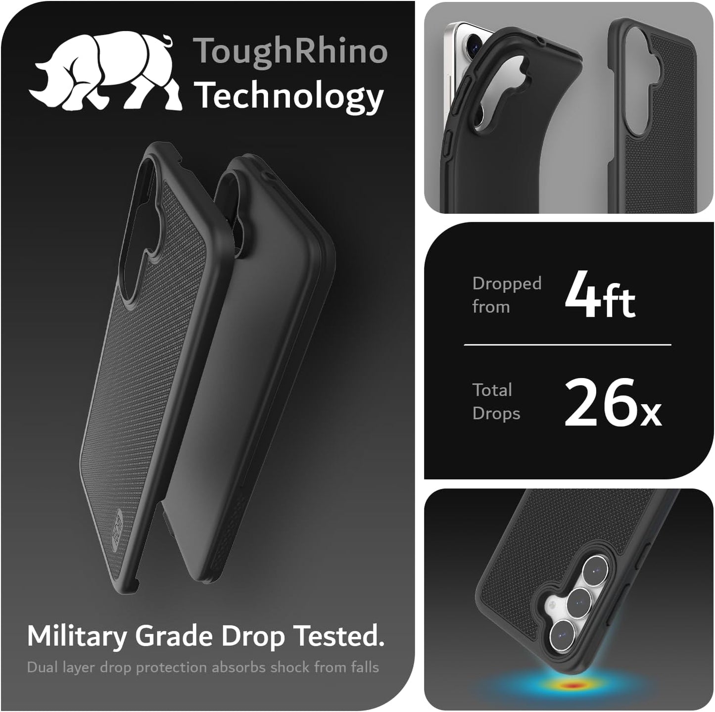 Engineered with military-grade, dual-layer construction to absorb shocks and protect your device from drops.