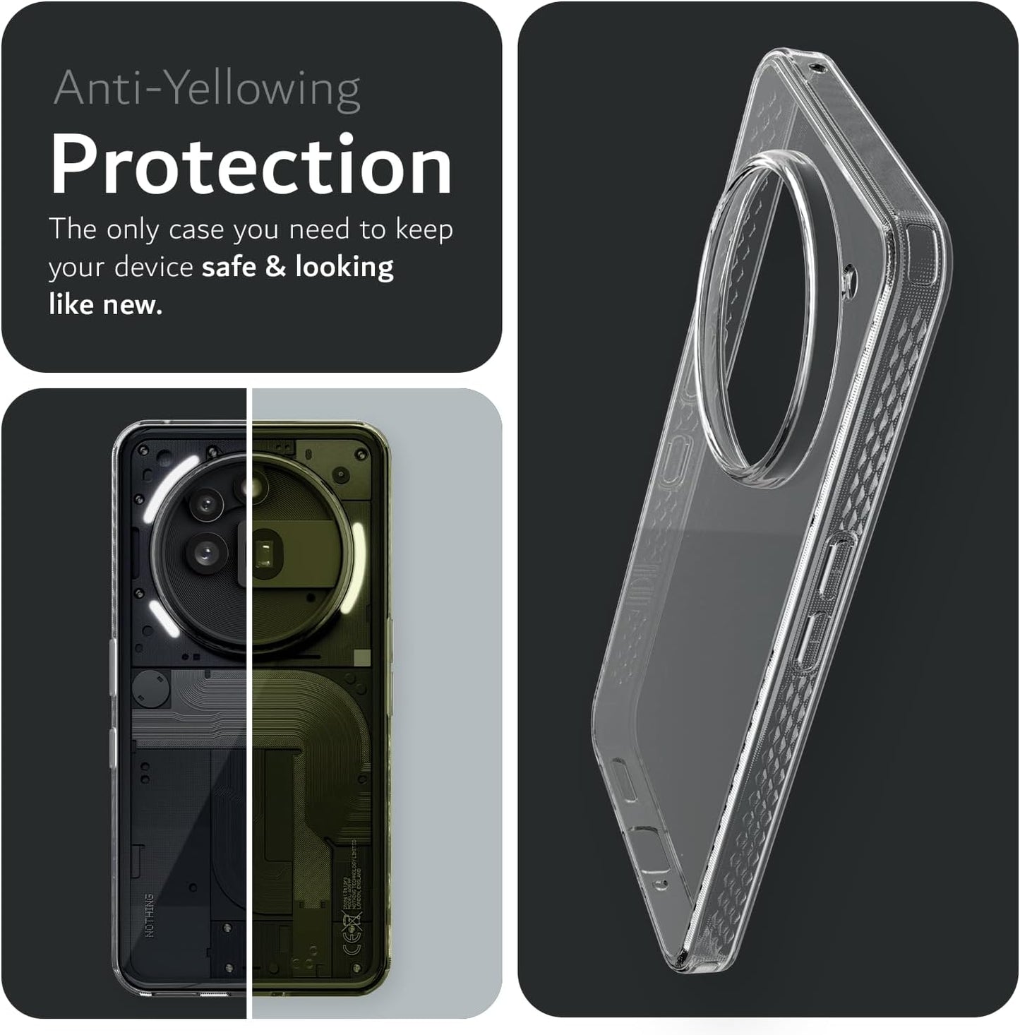 Lucion black non-slip phone case for Nothing Phone 3a Pro 2025 with screen and camera protection, anti-yellowing and drop resistance