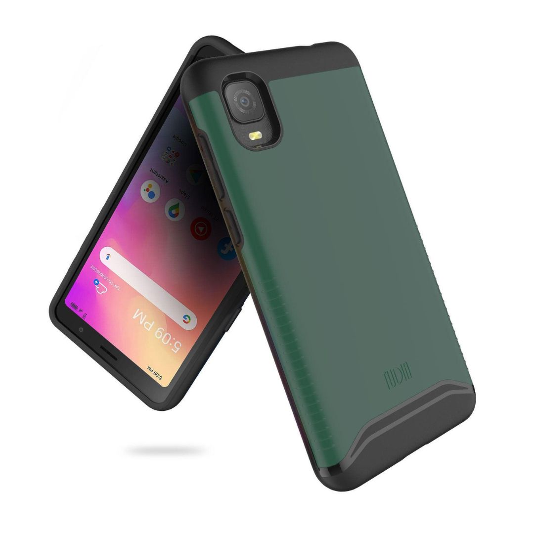 Alcatel TCL A3 phone case in hunter green color, heavy duty dual layer protective cover with shockproof design