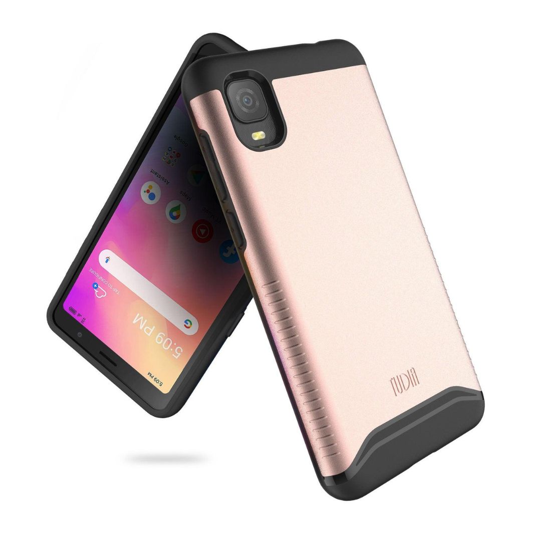 Alcatel TCL A3 phone case in rose gold with heavy duty dual layer protection, shockproof and durable phone cover