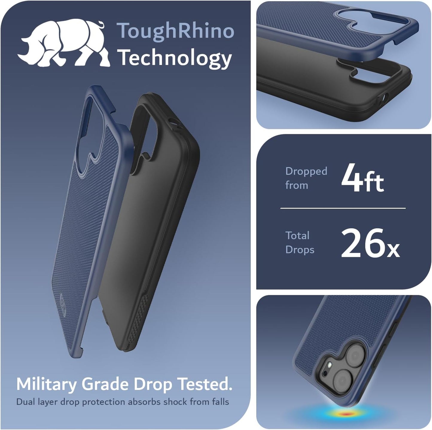 Heavy duty BLU View 5 phone case with MergeGrip dual-layer military grade protection, drop tested for ultimate durability and shock absorption