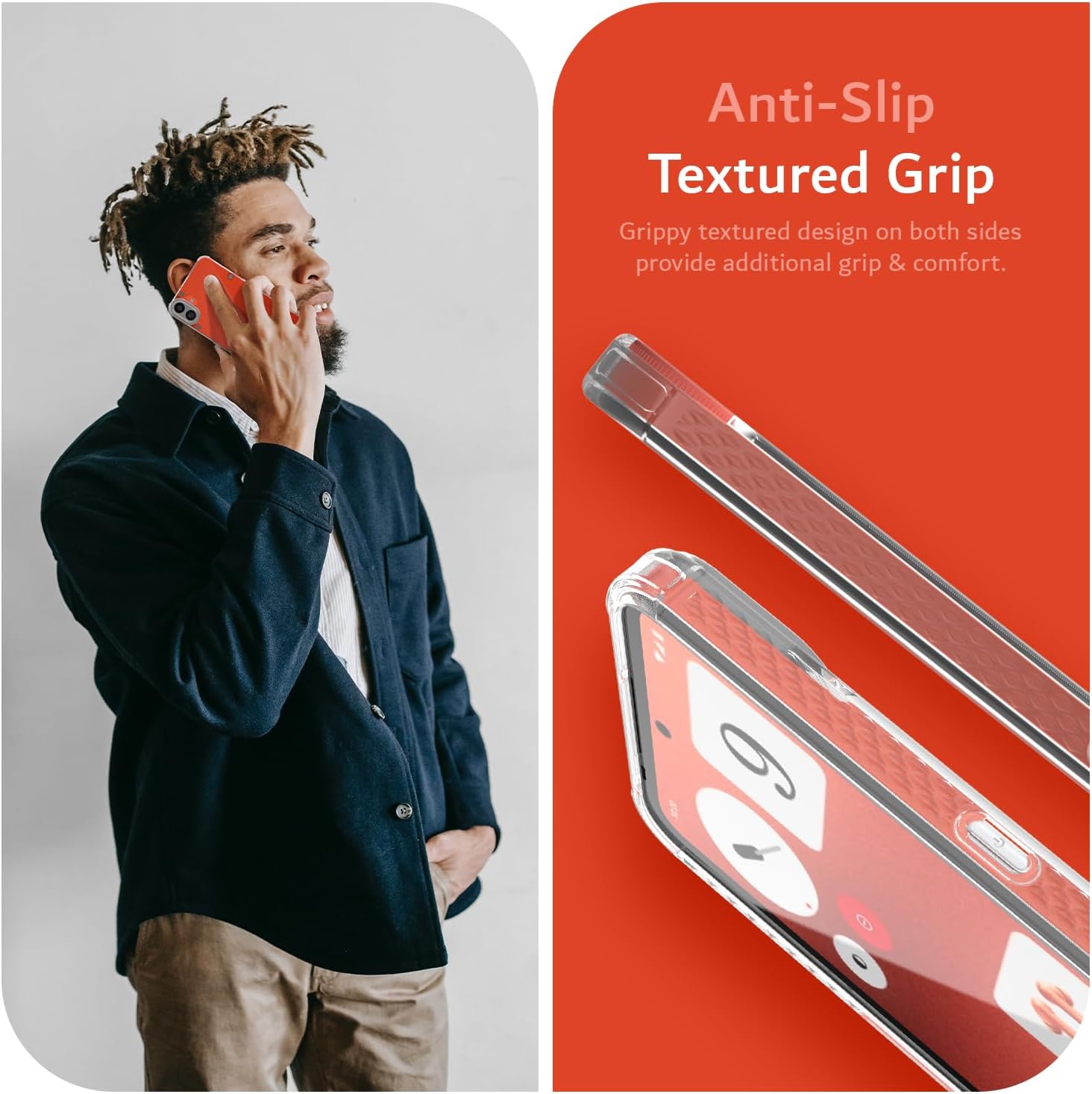 Transparent shockproof TPU case for Nothing CMF Phone (1) – Slim crystal-clear design with anti-slip textured grip