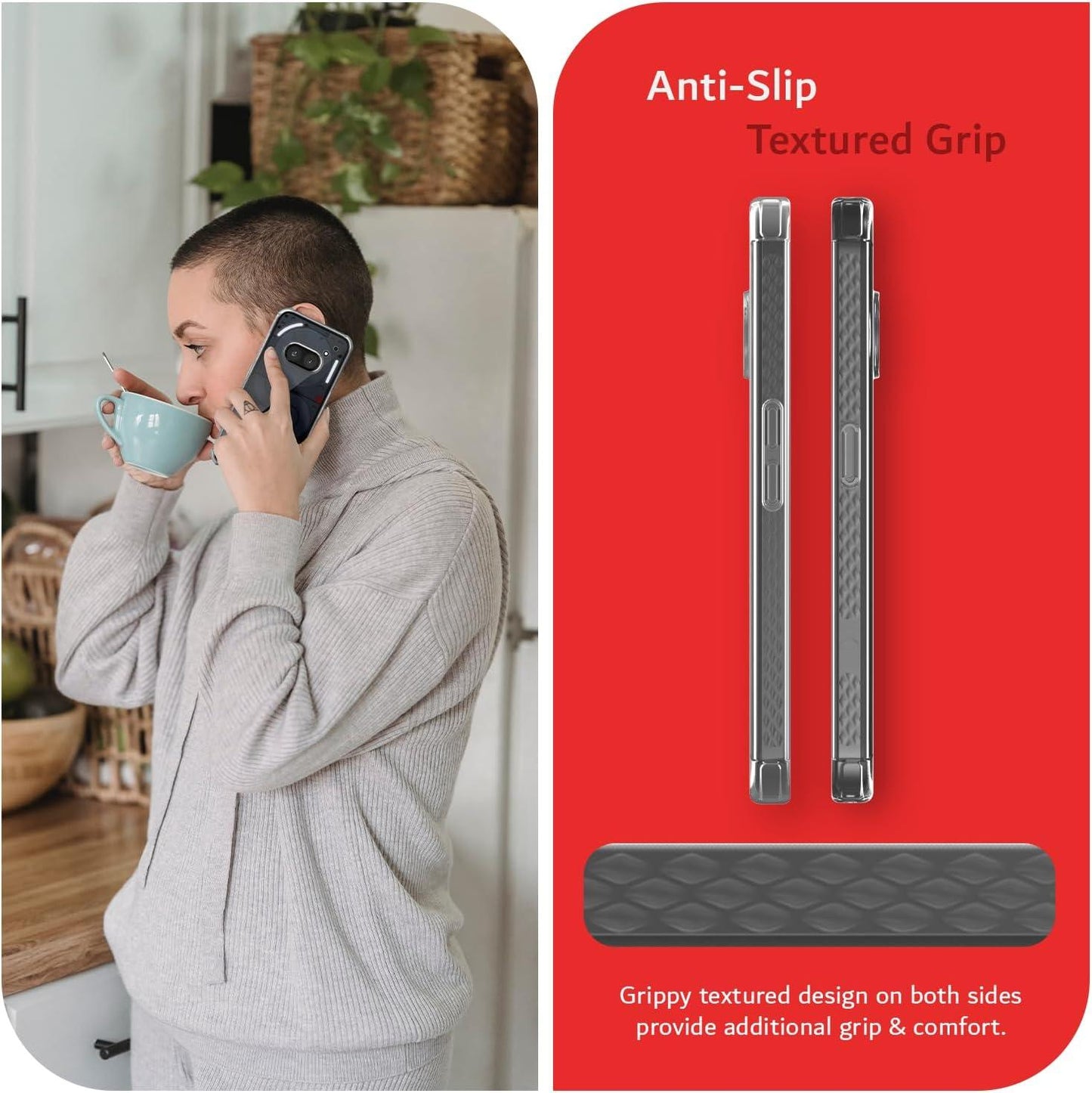 Transparent anti-slip case for Nothing Phone 2a (2024) / 2a Plus – slim shockproof textured back cover