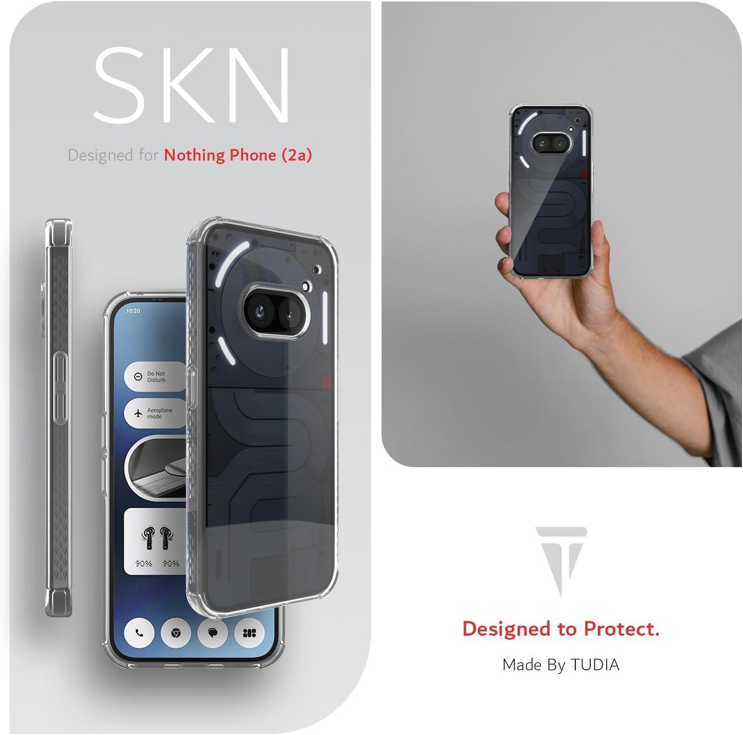Transparent SKN protective case for Nothing Phone 2a (2024) and 2a Plus – Slim, lightweight, anti-scratch clear cover