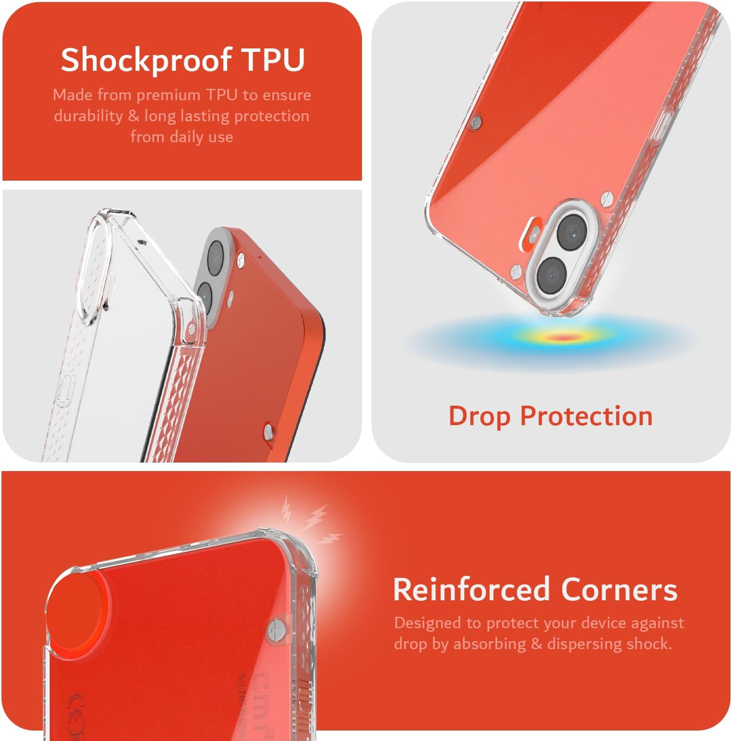 Transparent shockproof TPU case for Nothing CMF Phone (1) – crystal clear slim cover with drop protection