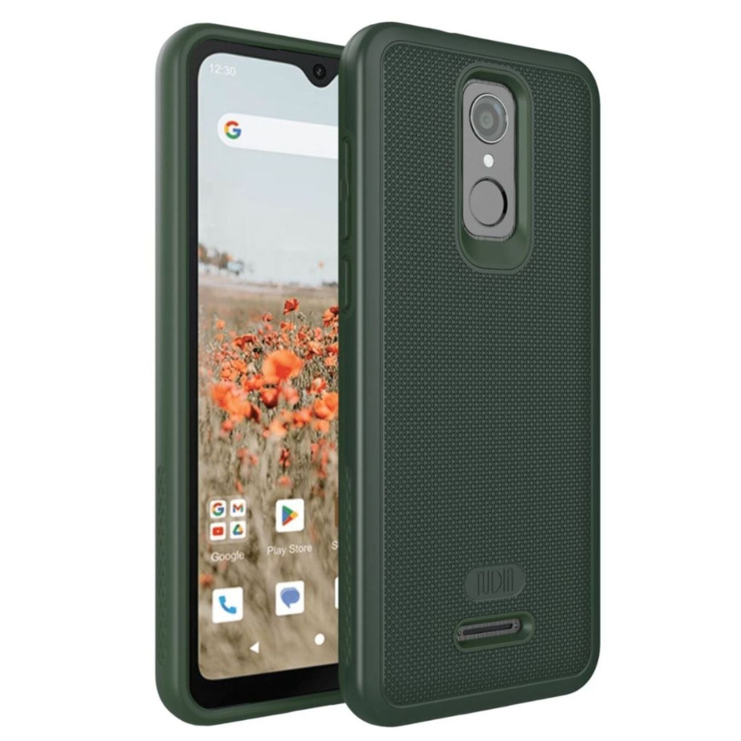 Consumer Cellular Iris Connect SH4650 phone case MergeGrip heavy duty protective cover in pine green color, rugged slim fit phone case