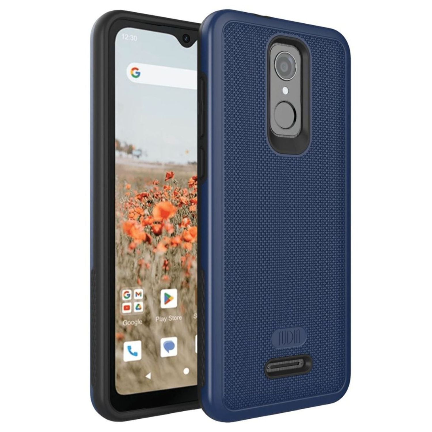Consumer Cellular Iris Connect SH4650 phone case in indigo blue - heavy duty MergeGrip protective cover