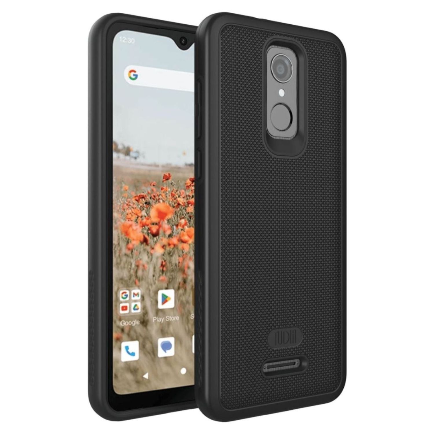 TUDIA MergeGrip Heavy Duty Jet Black Case for Consumer Cellular Iris Connect SH4650 - Shockproof Slim Protective Cover