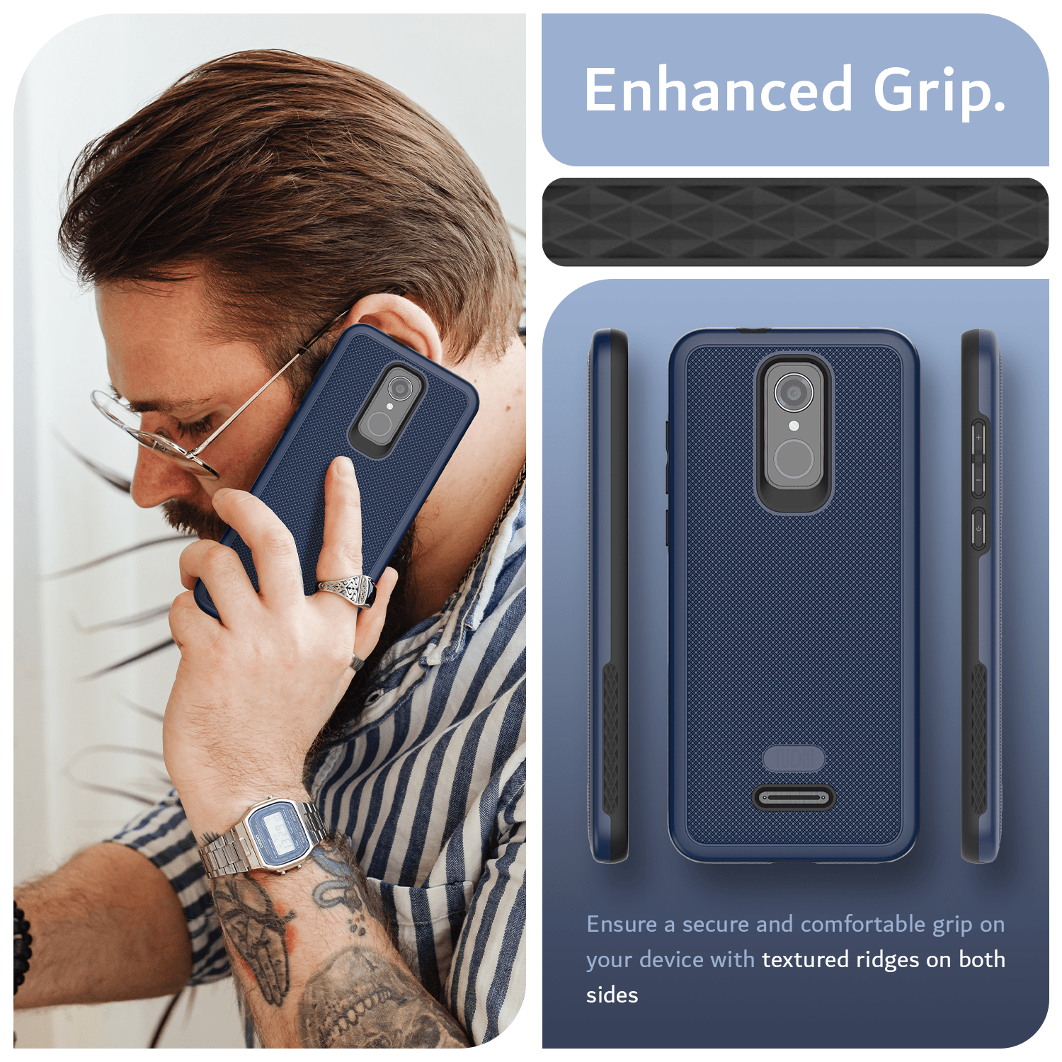 Heavy Duty MergeGrip Case for Consumer Cellular Iris Connect SH4650 – Slim Shockproof Protective Phone Cover with Enhanced Grip