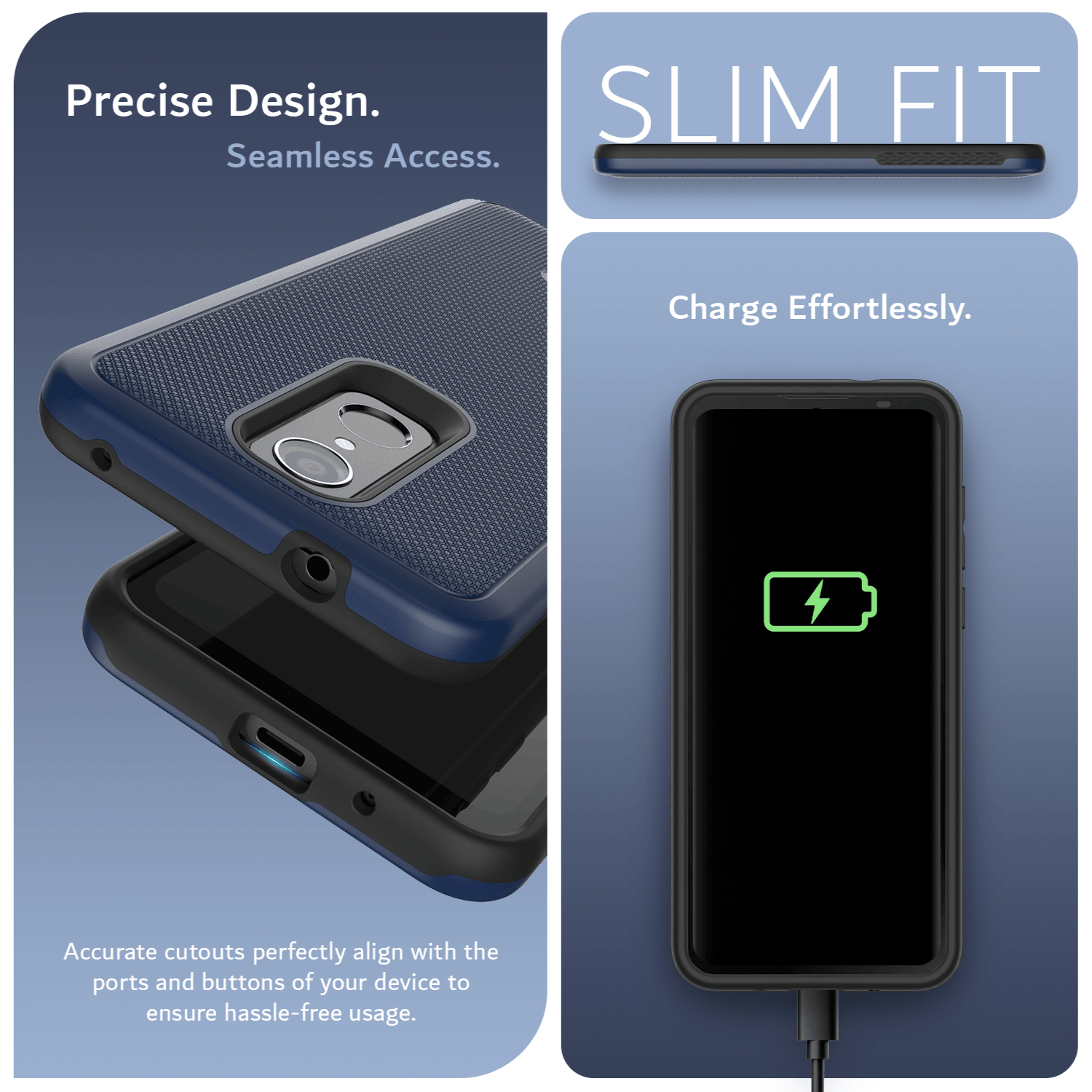 Heavy Duty MergeGrip Case for Consumer Cellular Iris Connect SH4650 – Slim Shockproof Phone Cover with Precise Cutouts and Seamless Access