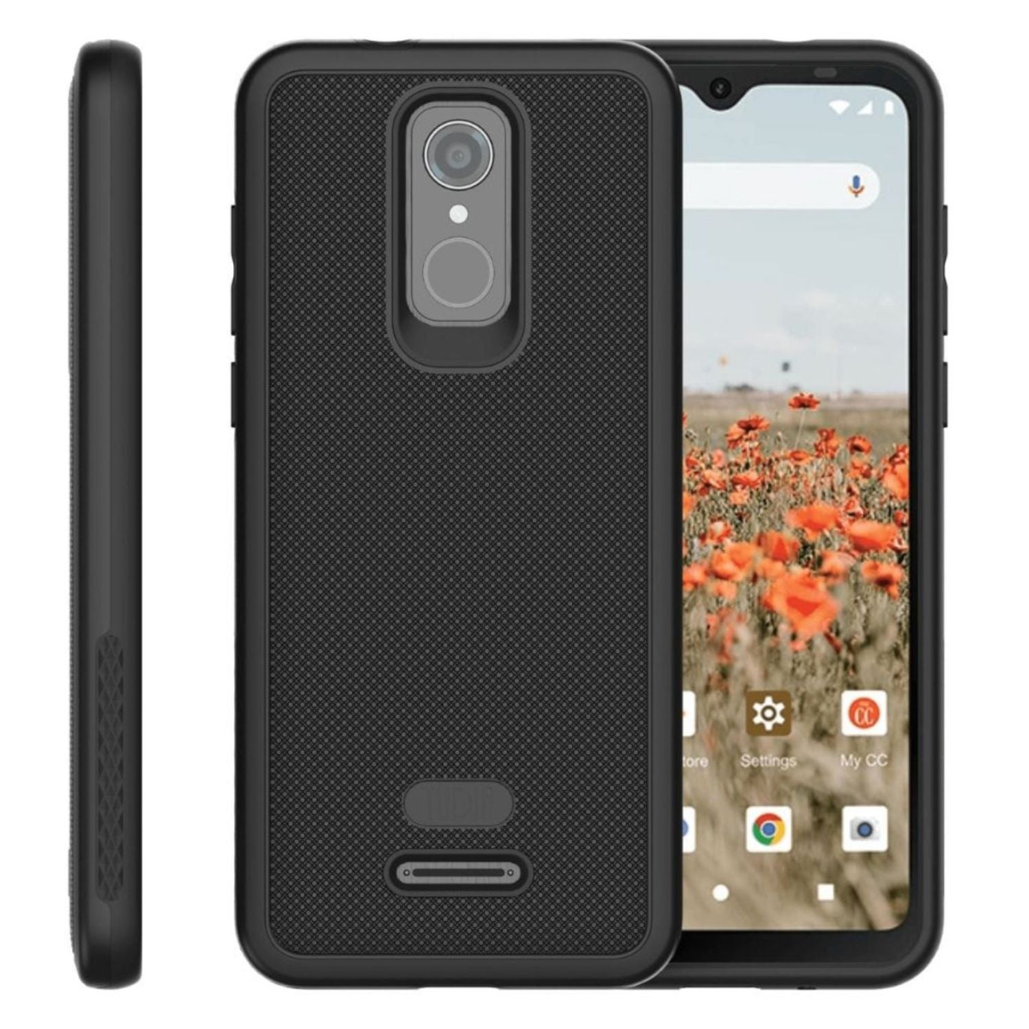 Jet Black MergeGrip Heavy Duty Shockproof Case for Consumer Cellular Iris Connect SH4650 – Rugged Slim Protective Phone Cover