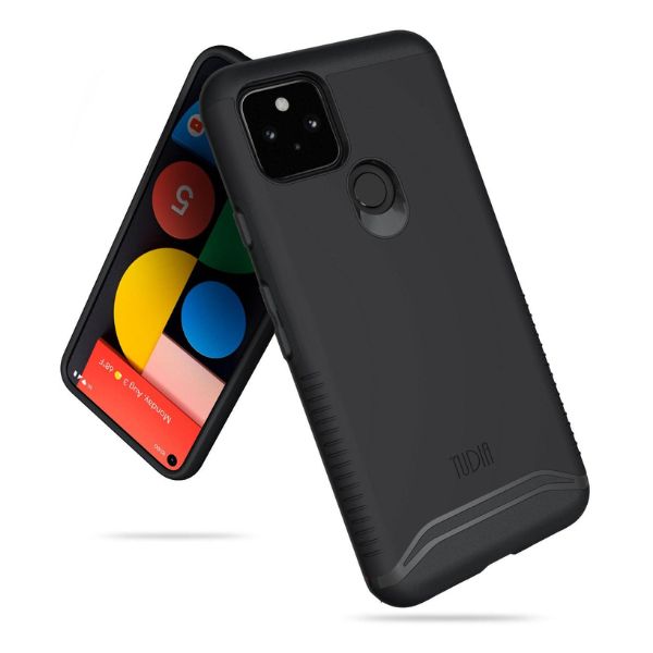 Google Pixel 5 heavy duty dual layer case MERGE in jet black, shockproof protective phone cover, rugged durable Pixel 5 case