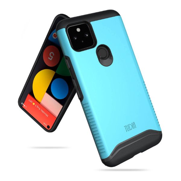 Blue MERGE Heavy Duty Dual Layer Protective Case for Google Pixel 5, shockproof and impact resistant phone cover