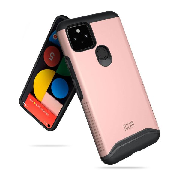 Google Pixel 5 Case MERGE Heavy Duty Dual Layer Protective Cover – Rose Gold Shockproof Phone Case