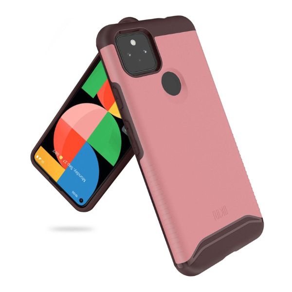 Google Pixel 5a 5G case MERGE heavy duty dual layer in smokey pink color, shockproof protective phone cover