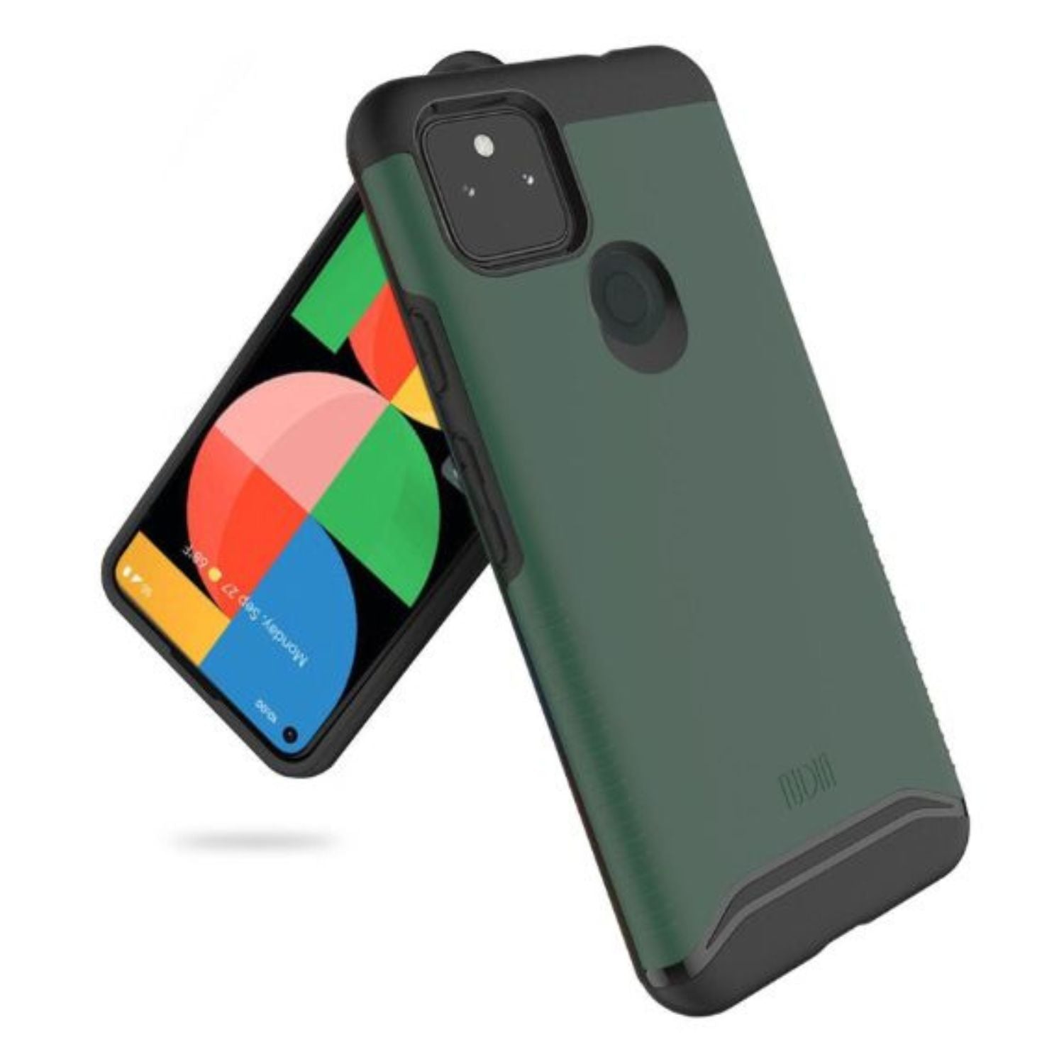 Google Pixel 5a 5G phone case MERGE heavy duty dual layer in hunter green, shockproof protective cover with reinforced corners