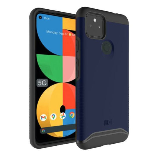 Google Pixel 5a 5G phone case MERGE heavy duty dual layer in indigo blue color, shockproof protective cover with rugged design