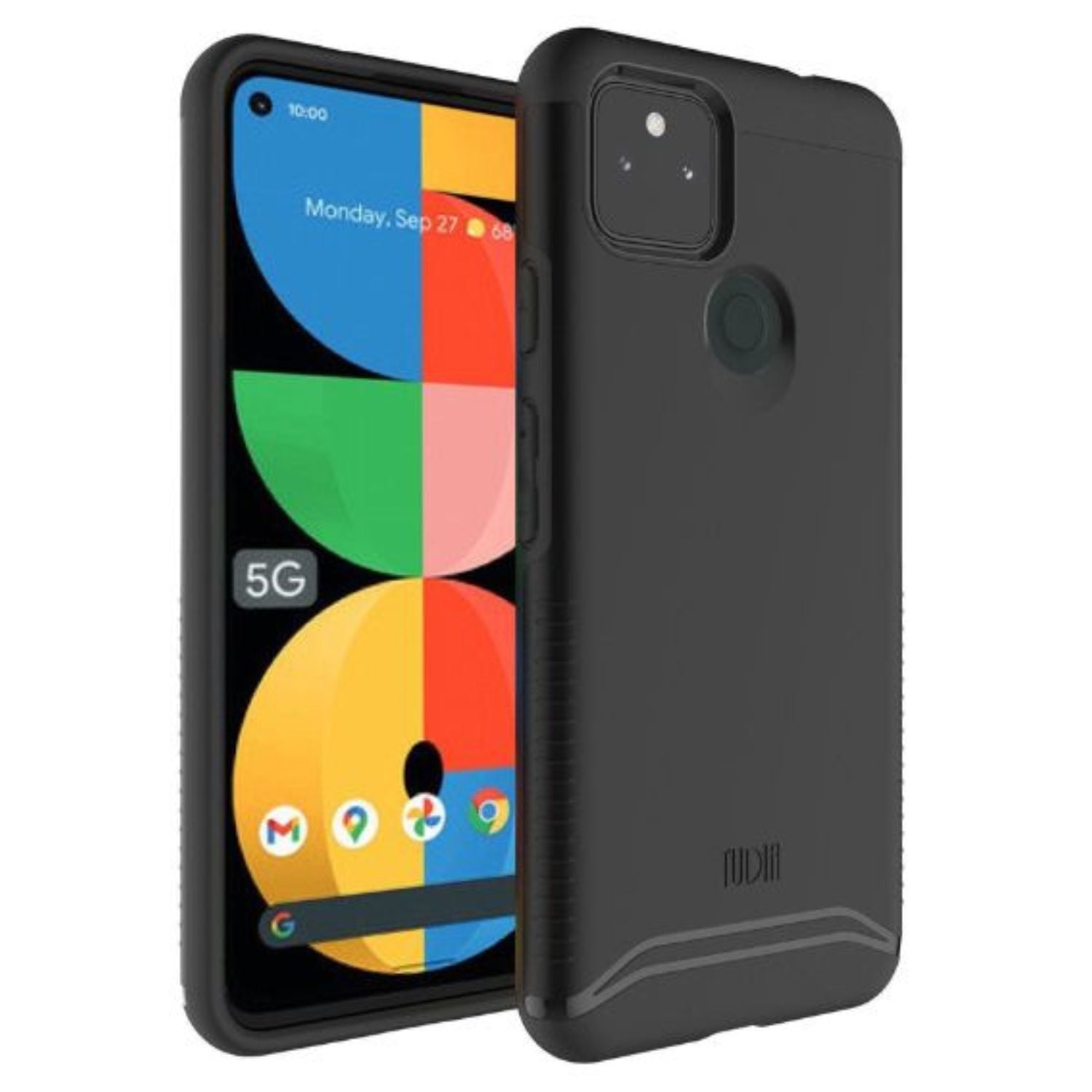 Google Pixel 5a 5G case MERGE in jet black, heavy duty dual layer protective phone cover with shockproof design