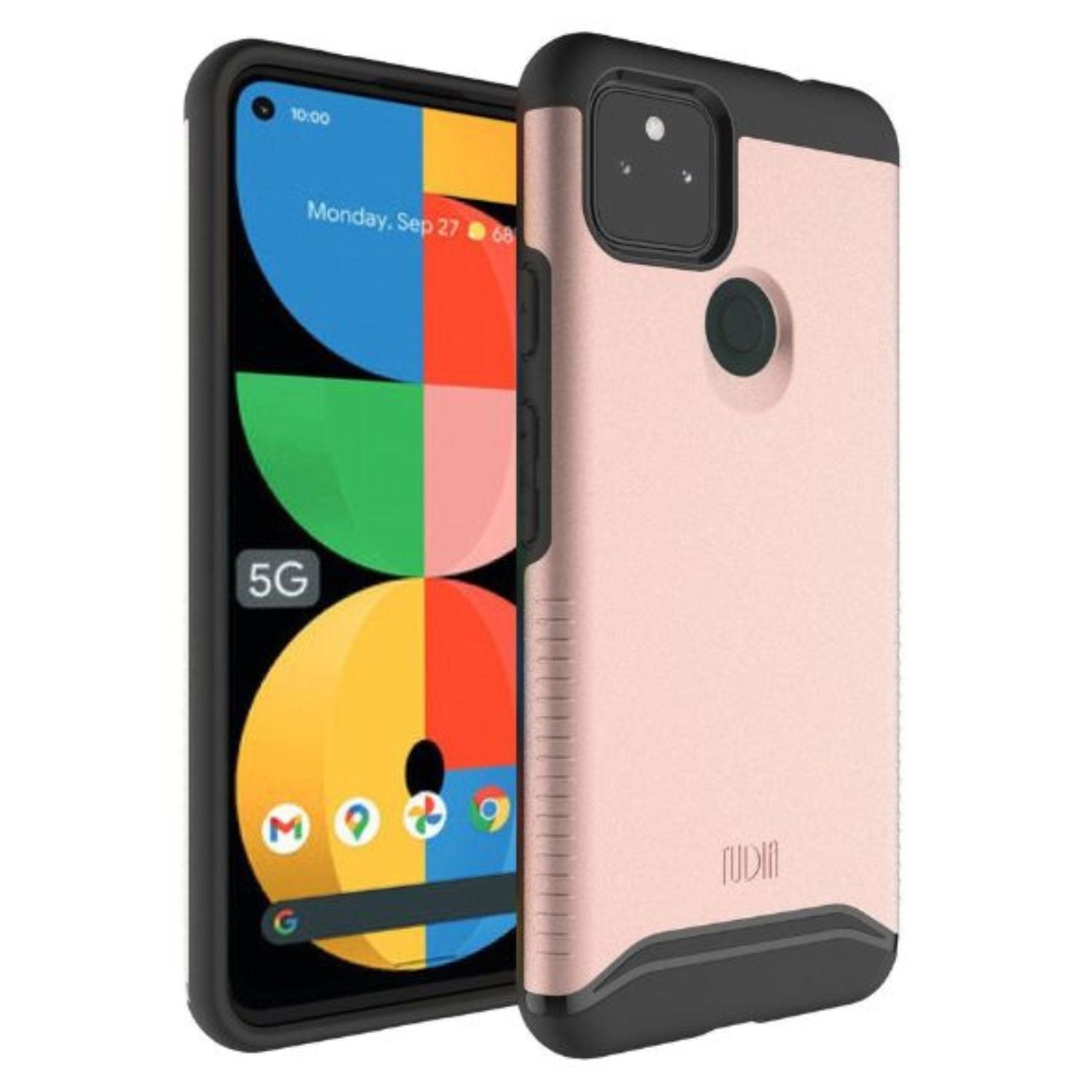 Google Pixel 5a 5G case MERGE heavy duty dual layer in rose gold, shockproof protective phone cover with military grade drop protection