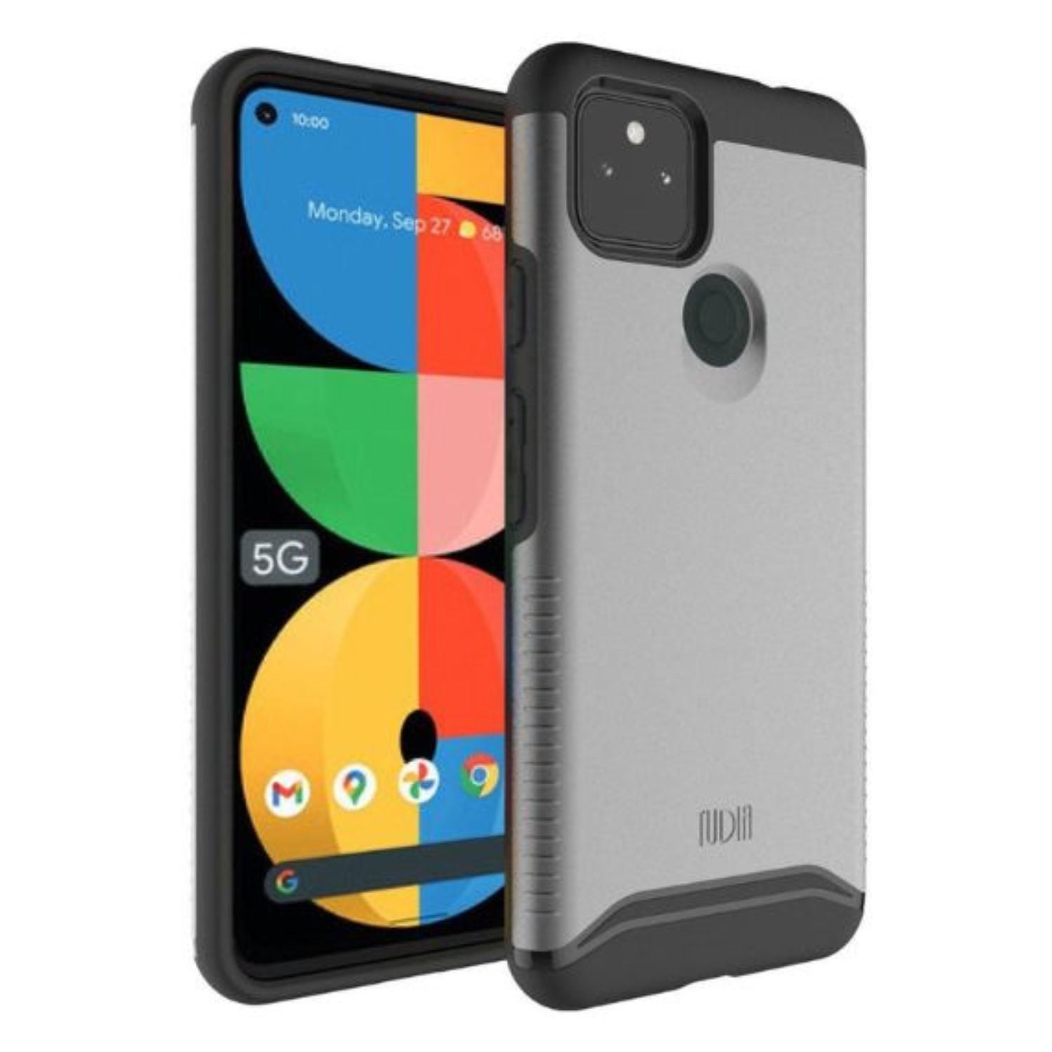 Google Pixel 5a 5G protective case MERGE heavy duty dual layer in metallic slate color, shockproof rugged phone cover