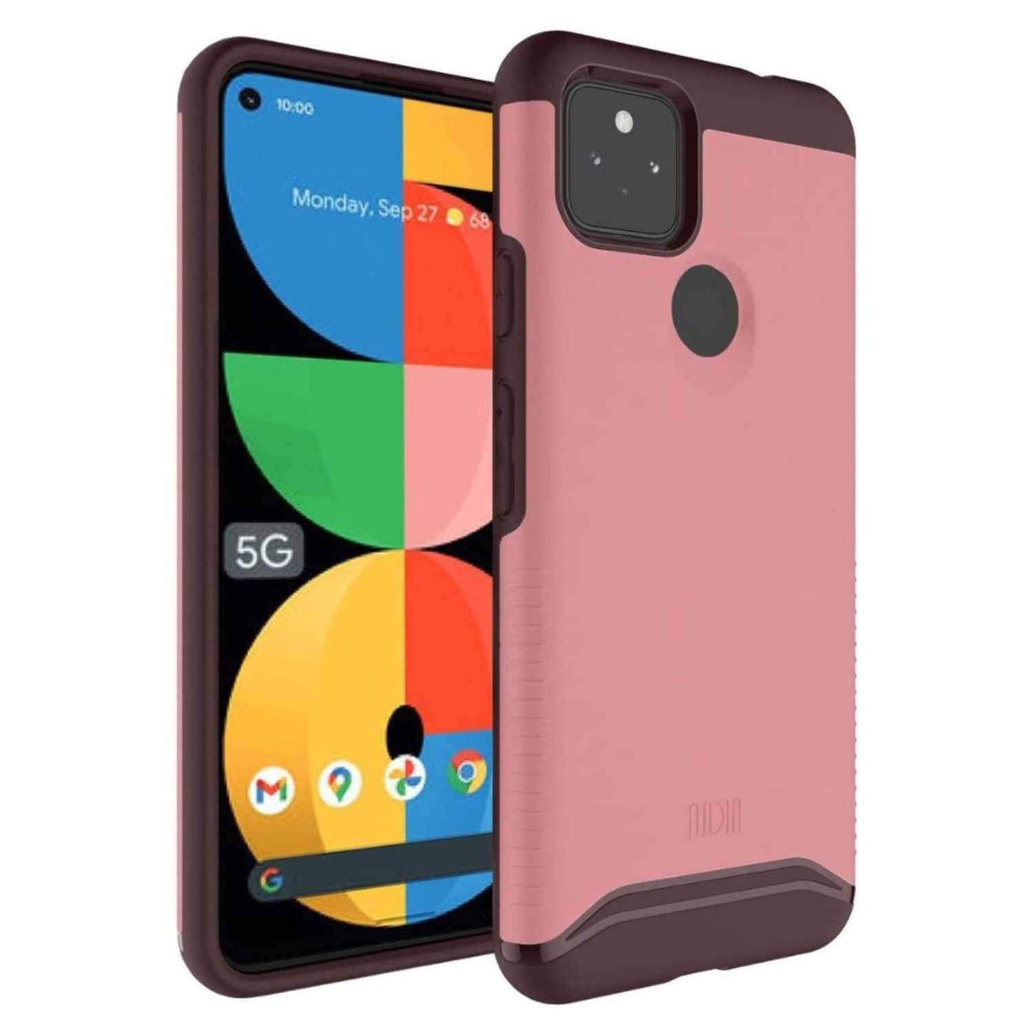 Google Pixel 5a 5G phone case MERGE heavy duty dual layer in smokey pink color, shockproof protective cover with reinforced corners