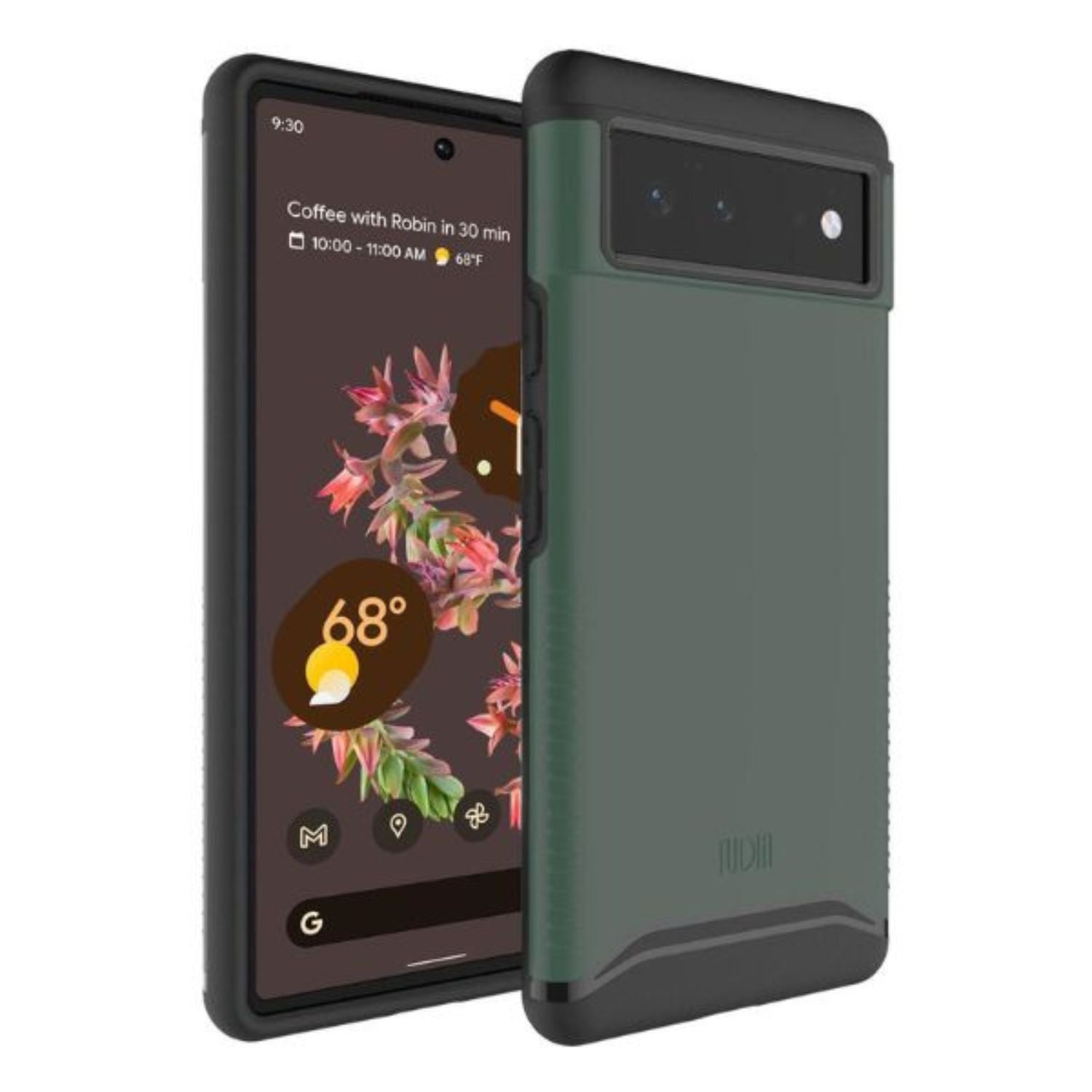 TUDIA Merge dual-layer shockproof case for Google Pixel 6 in hunter green – rugged slim protective phone cover
