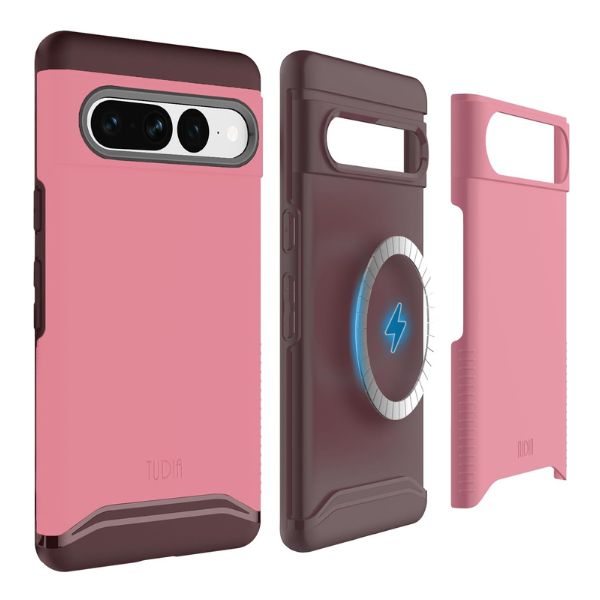 Smokey Pink TUDIA Merge dual-layer MagSafe case for Google Pixel 7 Pro – slim shockproof phone cover with magnetic charging compatibility