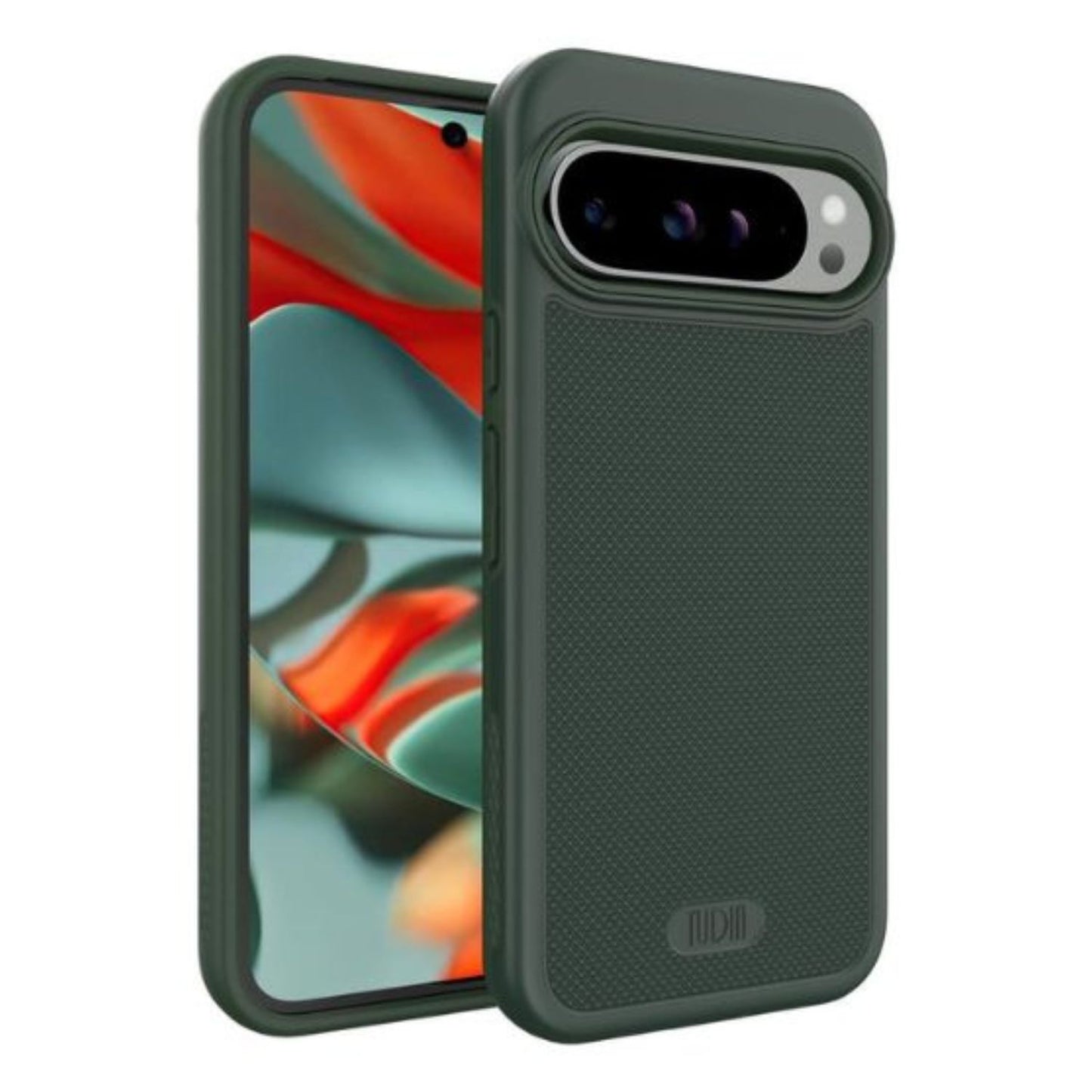 Google Pixel 9 Pro XL 2024 phone case in pine green color featuring MergeGrip design with built-in magnet for secure attachment and superior protection