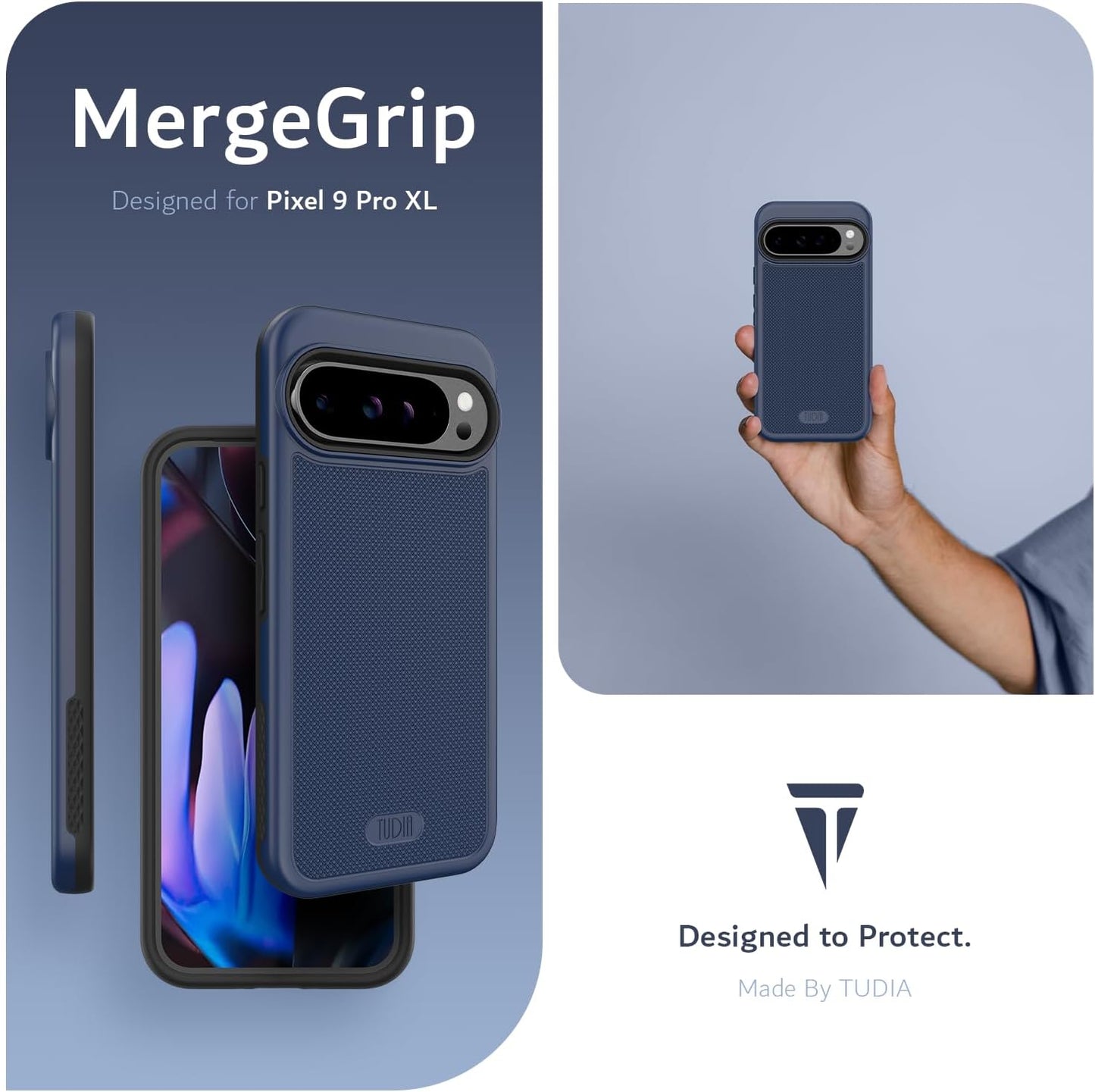 Google Pixel 9 Pro XL 2024 case with built-in magnet, MagSafe compatible MergeGrip slim protective phone cover