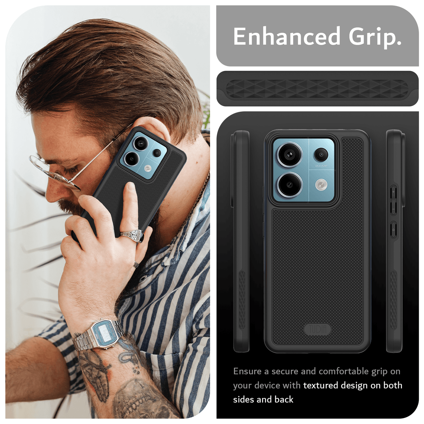 MergeGrip Heavy Duty Case for Xiaomi Redmi Note 13 Pro 5G and POCO X6 5G (2024) – Rugged Shockproof Cover with Non-Slip Grip