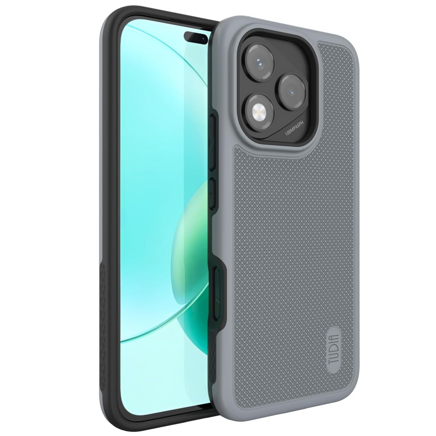 Honor 400 Lite 2025 phone case in gray, MergeGrip DualShield heavy duty protective cover, shockproof and durable smartphone case for Honor 400 Lite