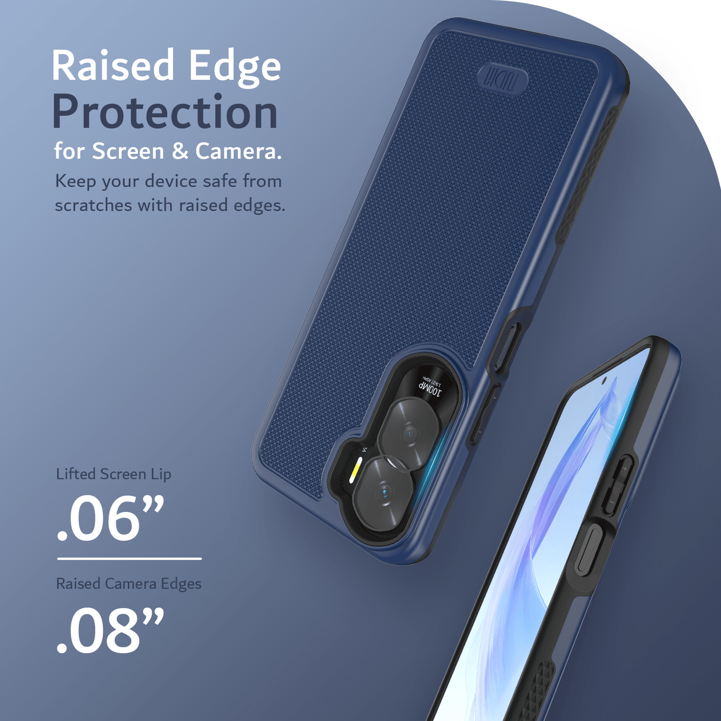 Honor 90 Lite 5G MergeGrip heavy duty protective phone case with dual-layer shockproof design, raised edges for screen and camera protection, and slim grip-friendly cover.