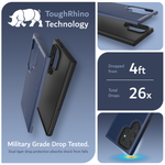 Indigo Blue  TUDIA MergeGrip case for Samsung Galaxy S24 Ultra with ToughRhino Technology. Military Grade Drop Tested, offering dual-layer protection that absorbs shock from falls. Dropped from 4ft a total of 26 times, the case features a shock-absorbing tough design for optimal impact defense.