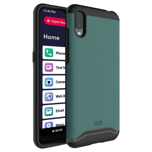 Hunter green Jitterbug Smart 3 case with a heavy-duty dual-layer design for protection
