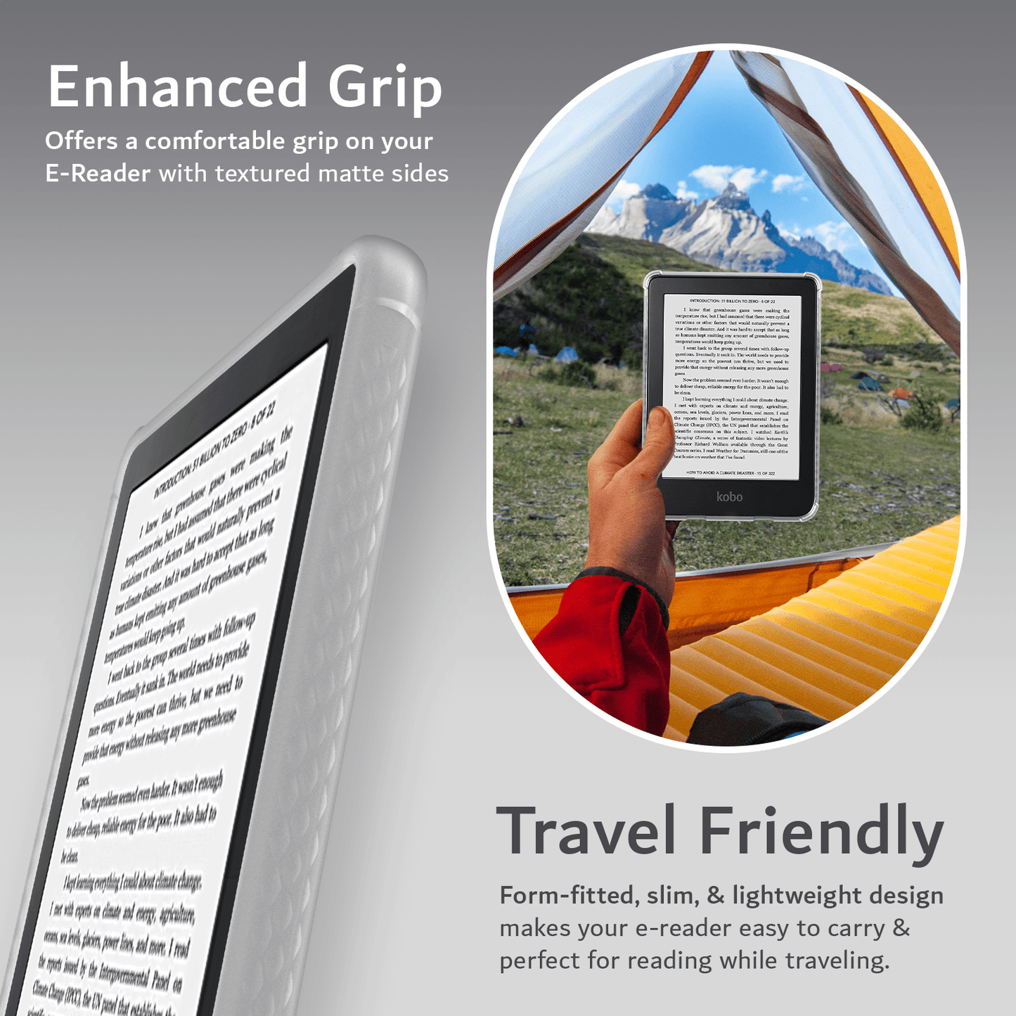 Kobo Clara 2E 6 inch eReader case translucent lightweight thin TPU with enhanced grip and travel friendly protection