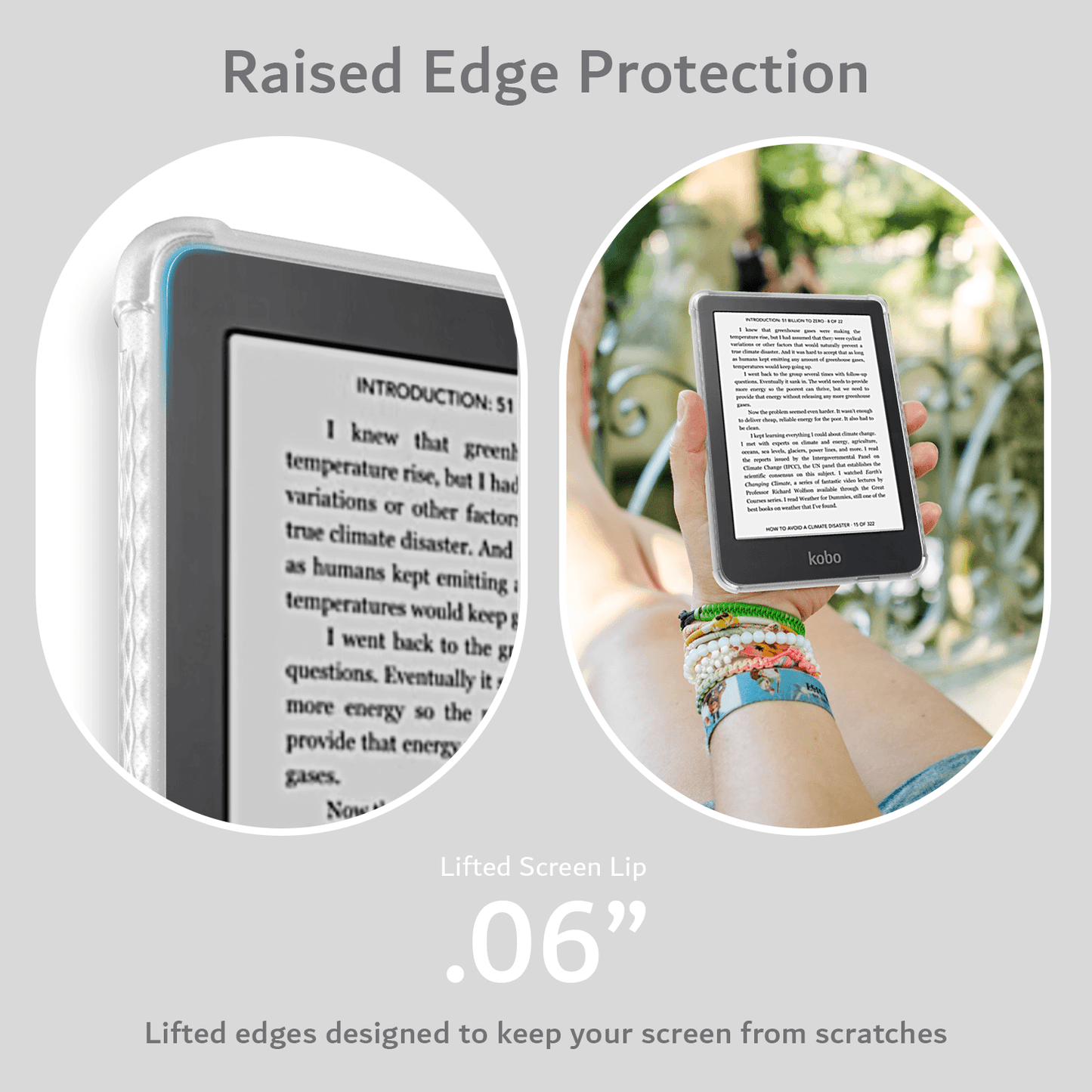 Kobo Clara 2E 6 inch translucent slim lightweight TPU case with raised edge for screen protection