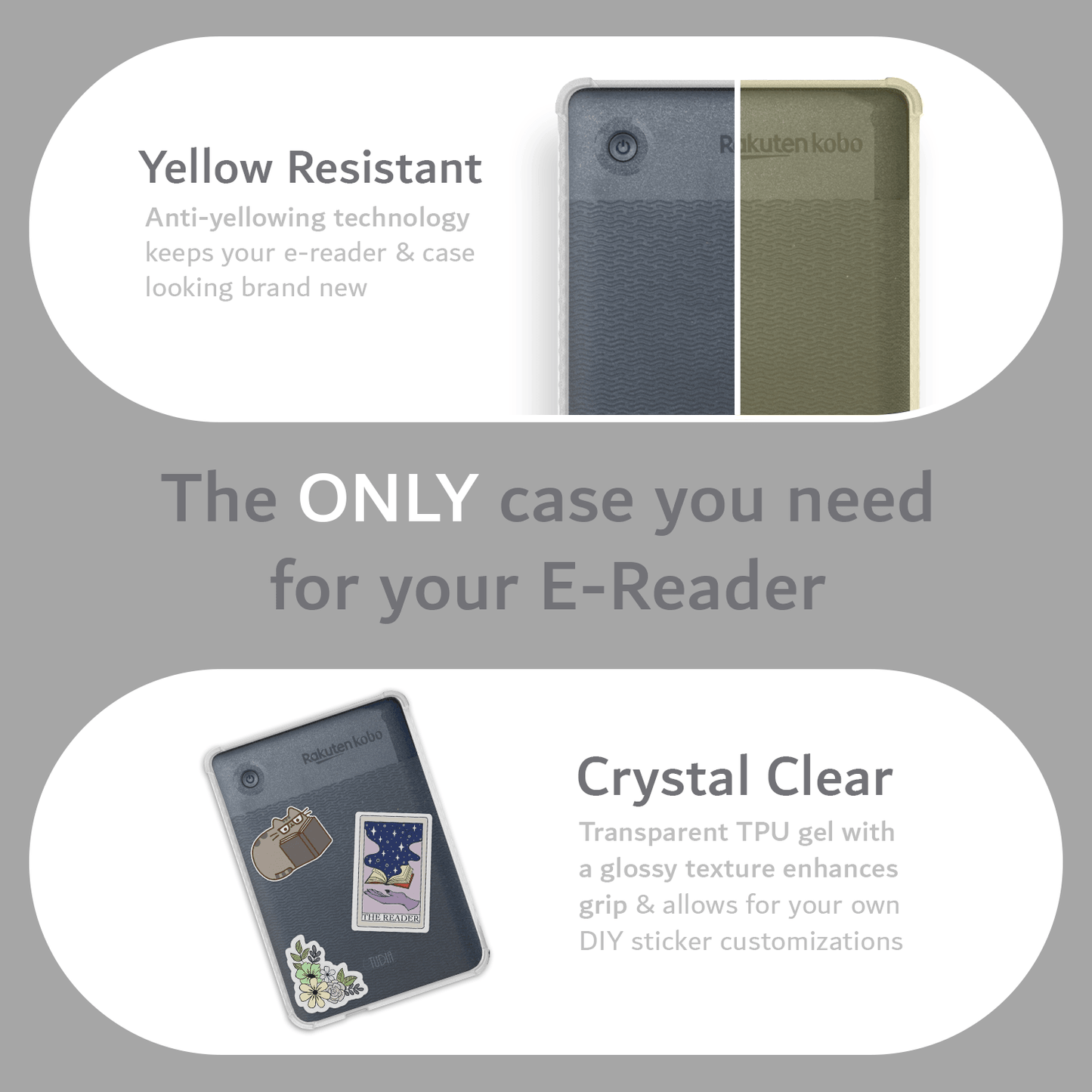 Kobo Clara 2E 6 inch case translucent yellow lightweight thin TPU cover resistant to scratches and drops