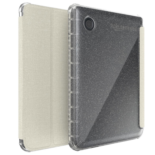 Kobo Clara BW/Colour Flip Case 2024 – Glitter Beige Lightweight Thin TPU Protective Cover