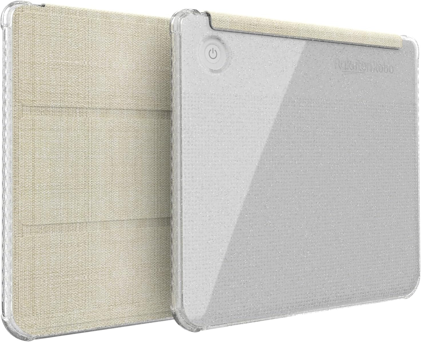 Kobo Libra Colour SKN Flip Case 2024 – Glitter Beige Trifold Leather TPU Cover for eReader Protection and Stylish Functionality