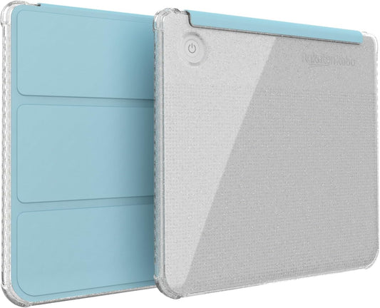 Kobo Libra Colour 2024 SKN Flip Series Trifold Leather eReader Case in Glitter Sky Blue – Stylish TPU Protective Cover