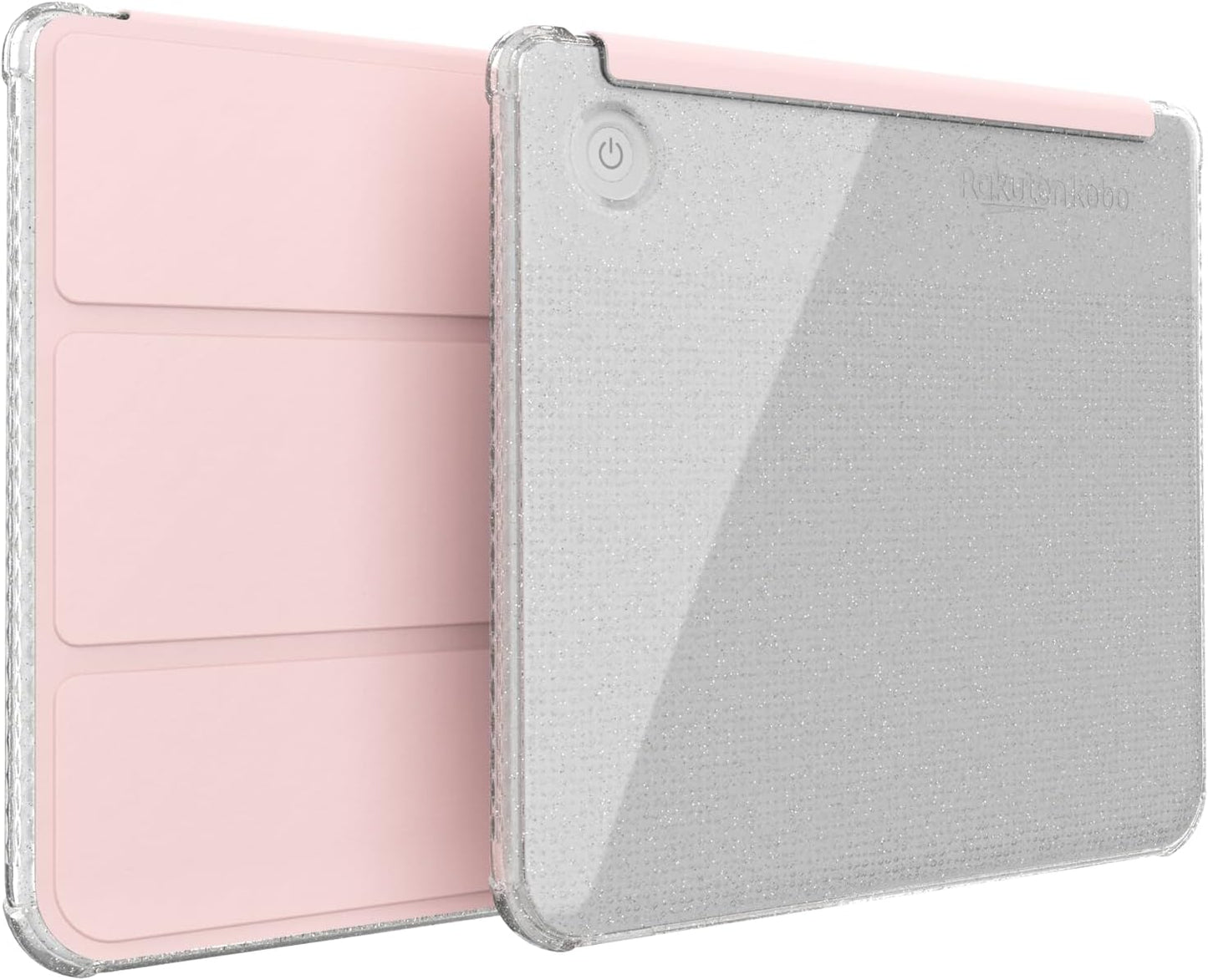 Kobo Libra Colour SKN Flip Case 2024 Trifold Glitter Pink Leather eReader Cover TPU Protective
