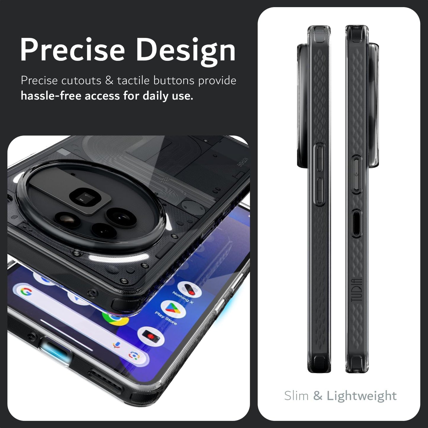 Lucion black non-slip phone case for Nothing Phone 3a Pro 2025 with screen and camera protection, anti-yellowing and drop resistance