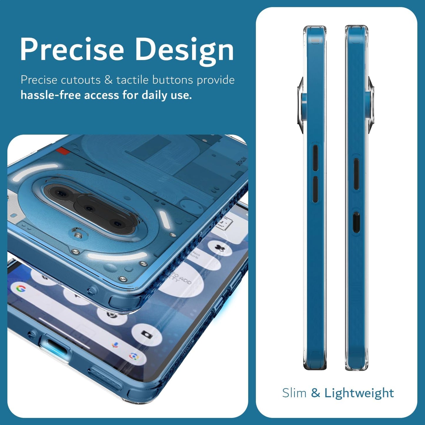 Lucion clear non-slip case for Nothing Phone 3a Pro 2025 with screen and camera protection