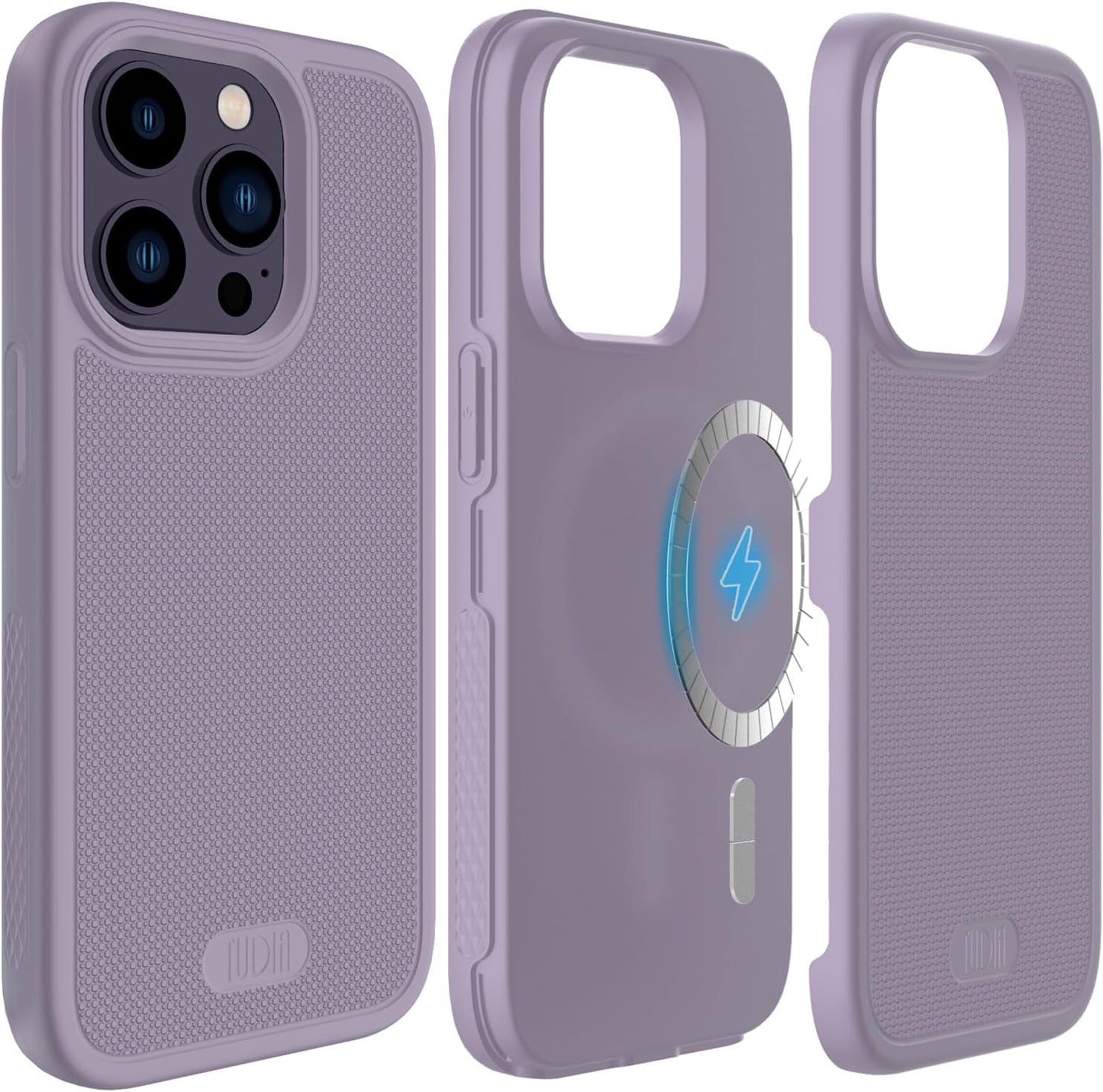 Purple MergeGrip iPhone 14 Pro Case – MagSafe Compatible Slim Protective Cover with Built-in Magnet
