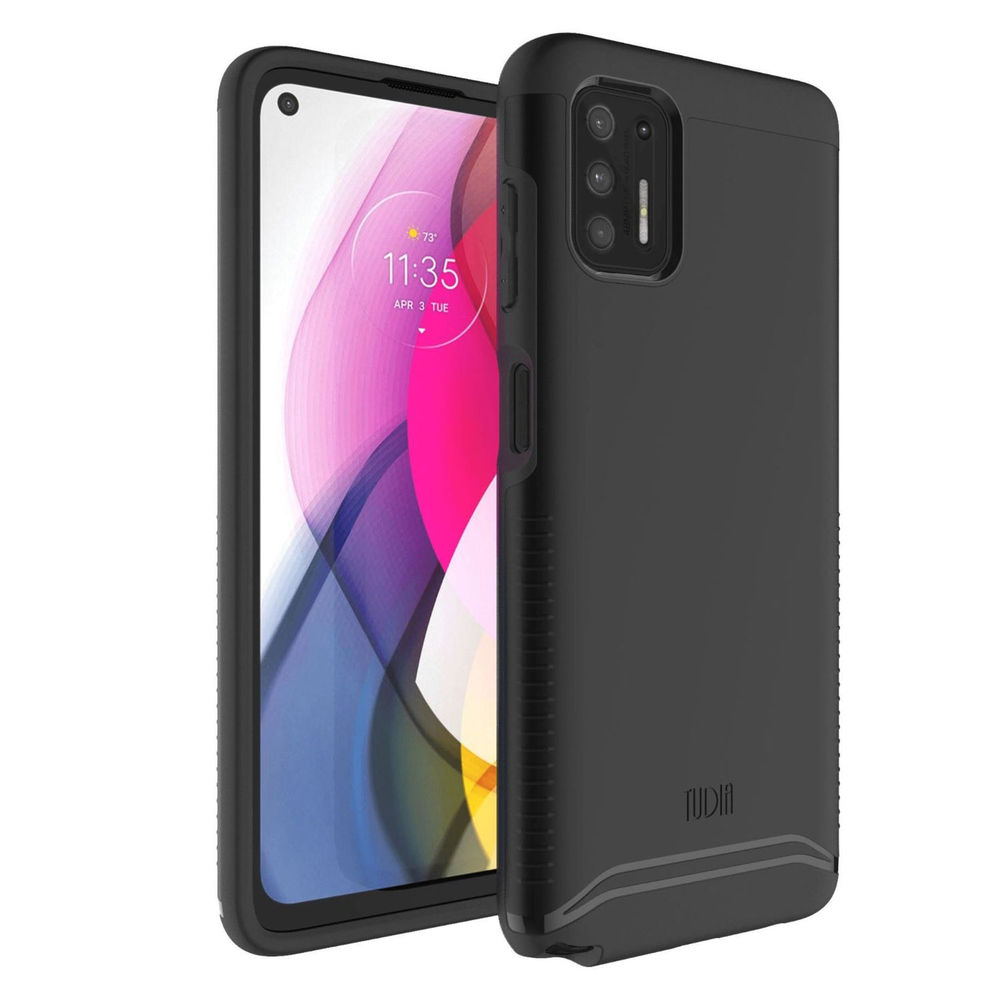 TUDIA MERGE Heavy Duty Dual Layer Case for Moto G Stylus (2021) - Shockproof Rugged Cover in Jet Black