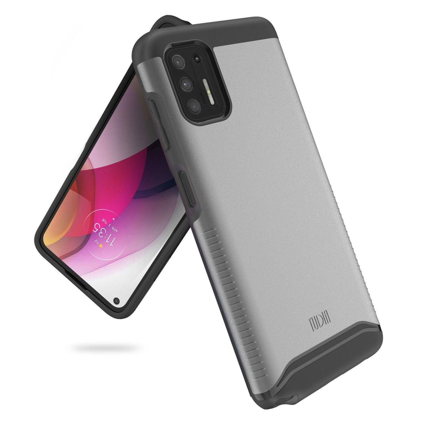 Moto G Stylus 2021 4G phone case MERGE heavy duty dual layer in metallic slate color, shockproof protective cover for Motorola smartphone